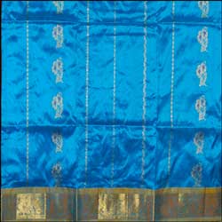 Click Here For Bigger Zoom - Ananda Blue Pattu Parikini with contrast border  -SCPP-11